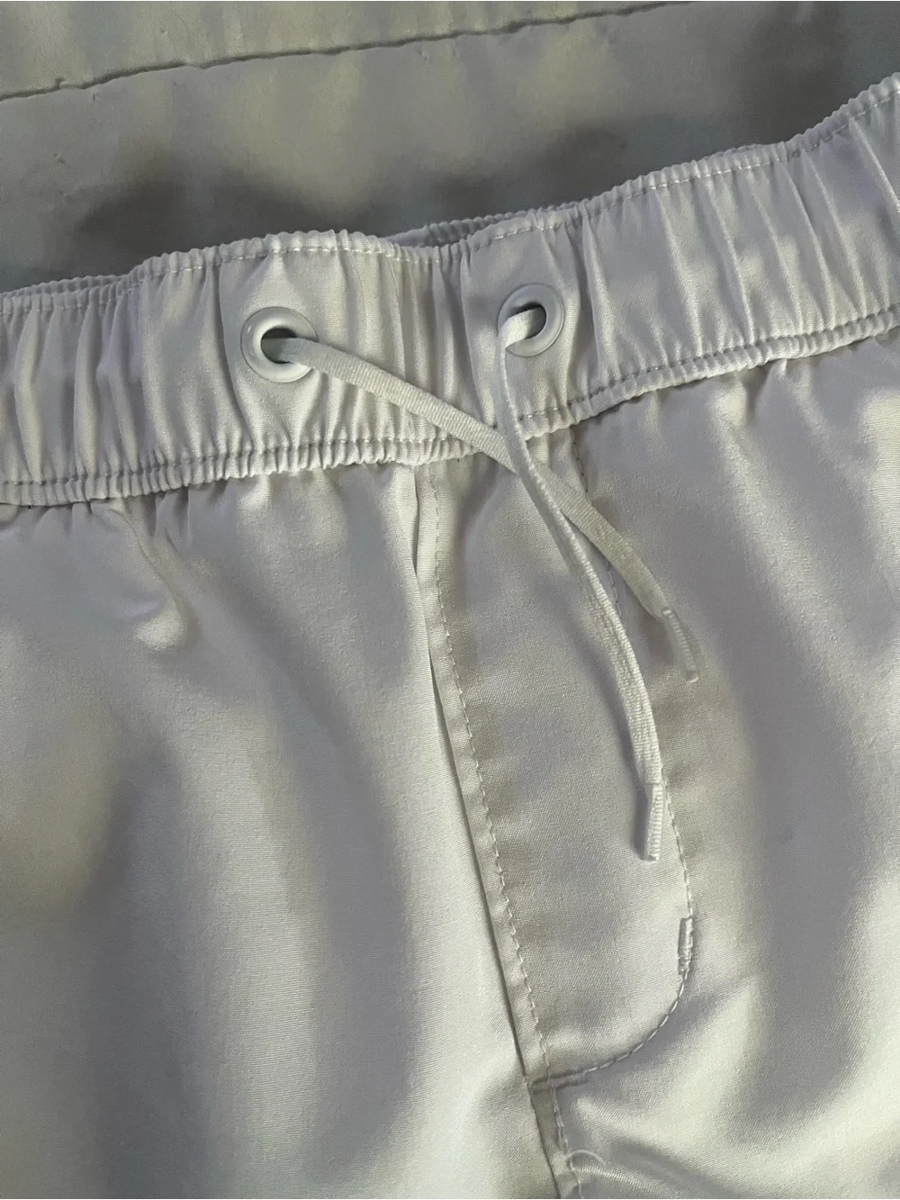 Janie and Jack White Swim Trunks with Navy Trim